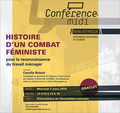 Conférence-midi – 7 mars 2018 – Histoire d’un combat féministe pour la reconnaissance du travail ménager