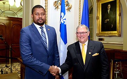 Le président de la Chambre des députés de la République d’Haïti, M. Gary Bodeau, et le président de l’Assemblée nationale, M. Jacques Chagnon