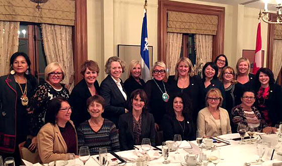 Dinner and discussions with the new Chair of the Conseil du statut de la femme, Eva Ottawa.